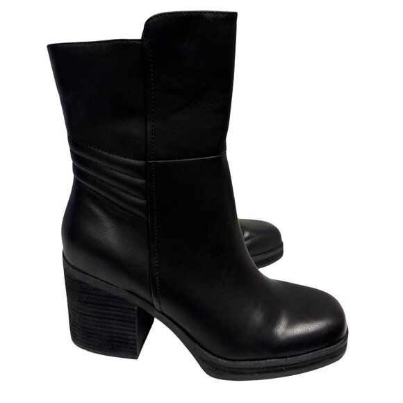 Korks Shoes - Korks Moergan Women's Boots Black Leather Zipper Chunky Block Heel Size 9 NEW